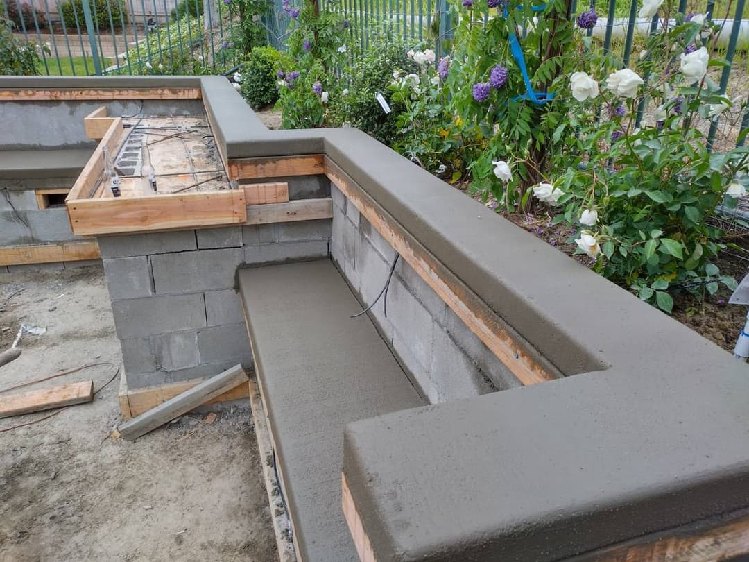picture of a concrete bench in san diego california that has recently been poured
